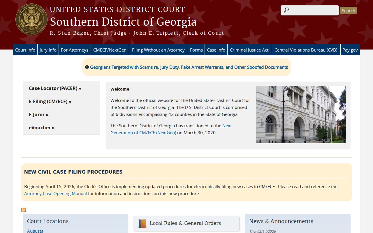 United States District Court for the Southern District of Georgia website