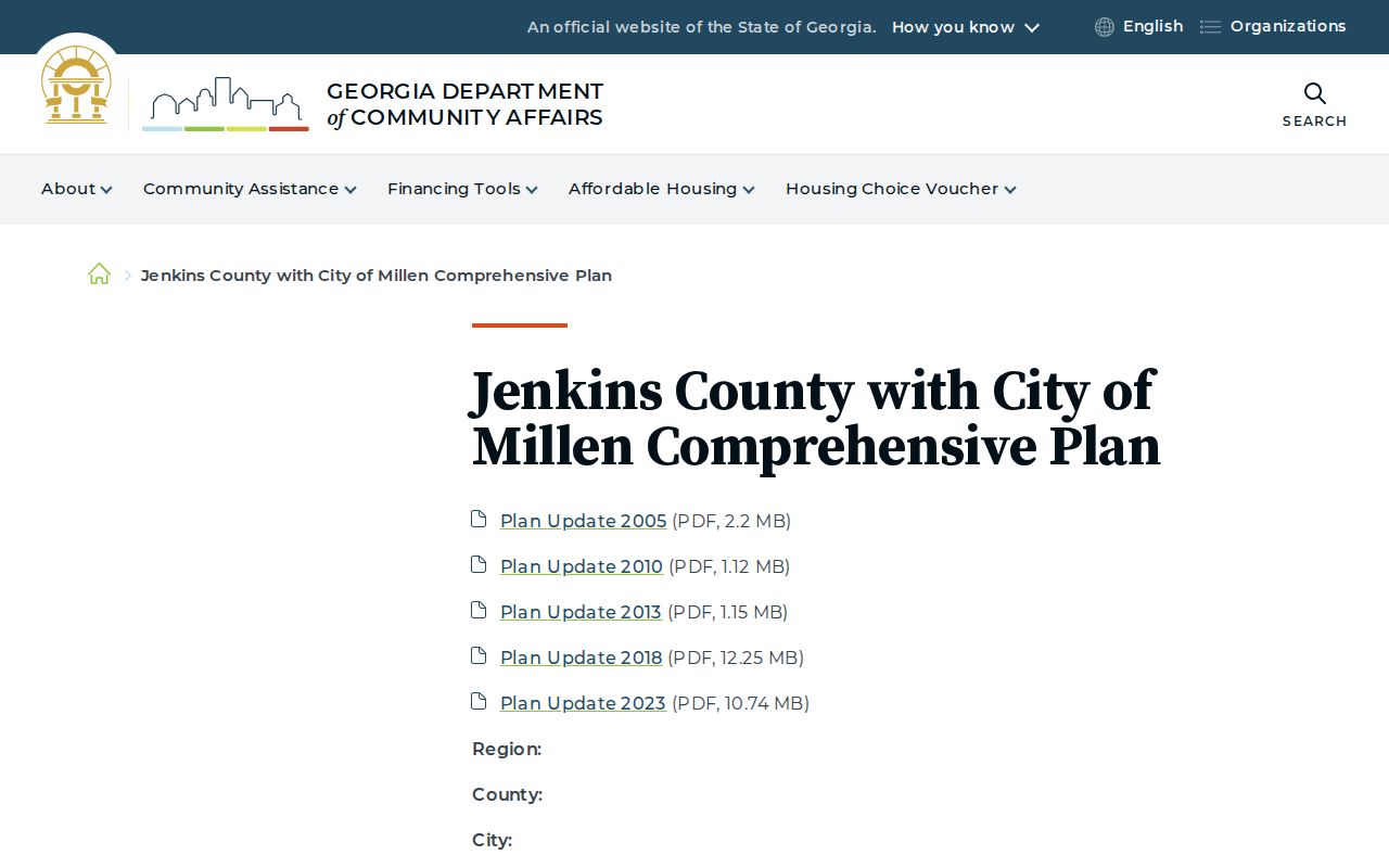 Millen criminal records city and Jenkins County comprehensive plan