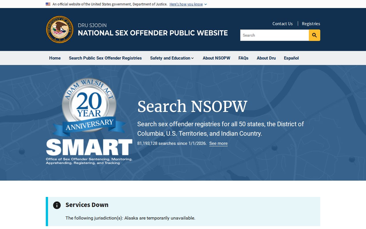 National Sex Offender Public Website multi-jurisdiction search